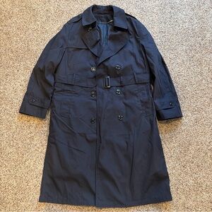 Garrison Collection 38R Lined Black All Weather Trench Coat Military Defense